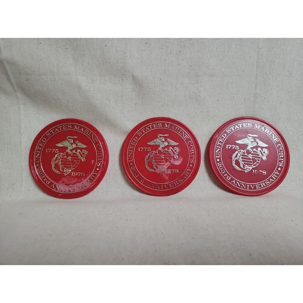 U S Marine Corp Coaster 203rd Anniversary 1775-1978 SET OF 3